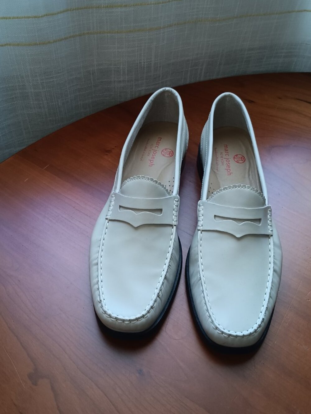 NWT Marc Joseph East Village Bone Ruched Penny Loafer Size 9 1/2